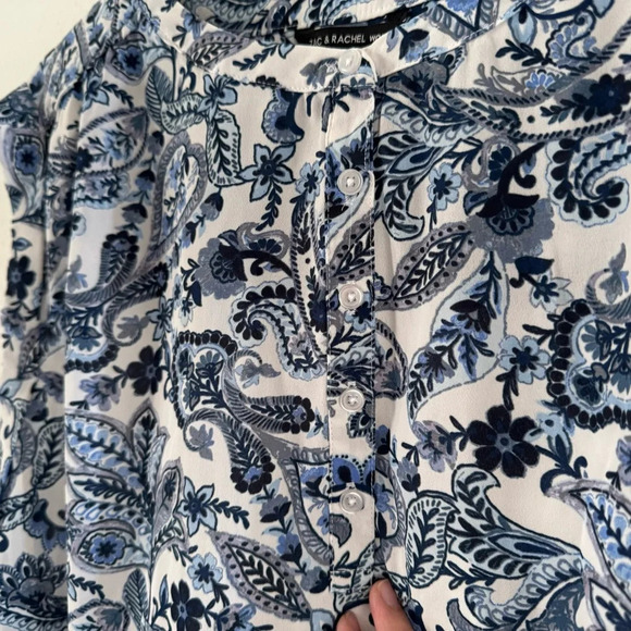 Zac & Rachel Boho Blue Floral Paisley Top Relaxed Fit Plus 3X #1835048A NEW - Picture 3 of 12